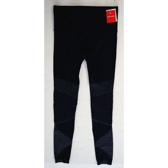 Spanx 50200R Women Sz M Indigo Sky Blue Seamless Moto Tummy Control Leggings - Picture 3 of 9
